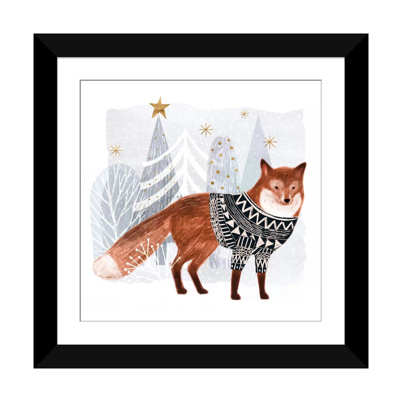 «Cozy Woodland Animal I», impression sur toile, Papier d'art encadré noir, H 24 po x l 24 po x P 1 po