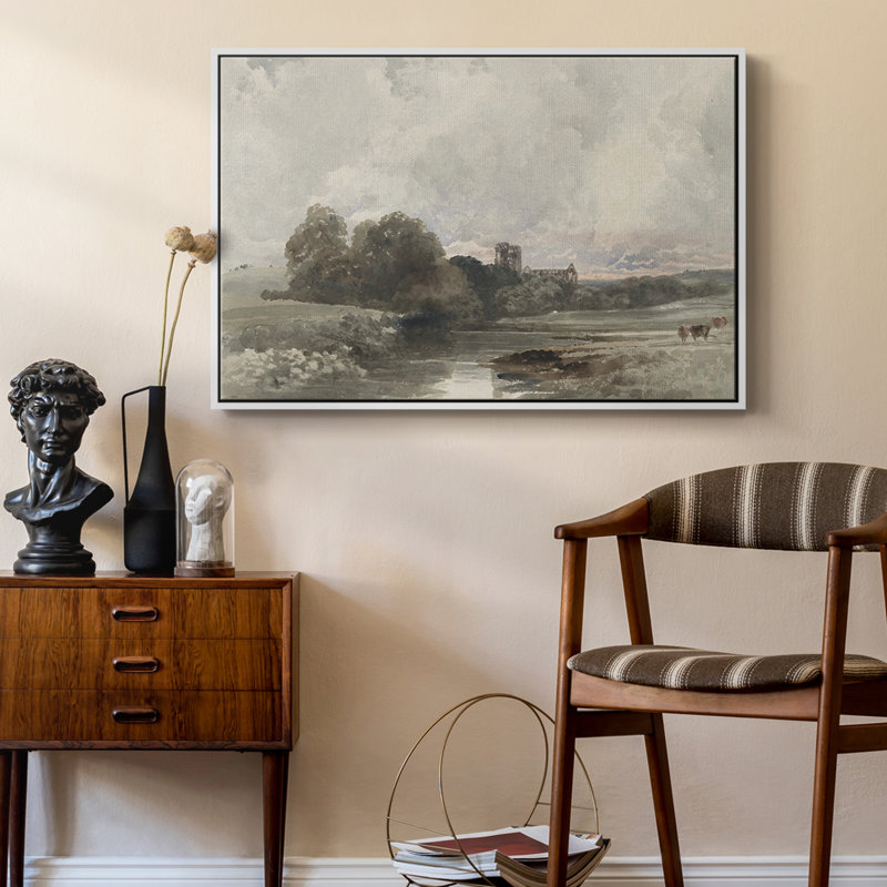 Paysage rétro - XXXIX, H 25 po x l 37 po x P 2 po, Toile encadrée flottée blanche