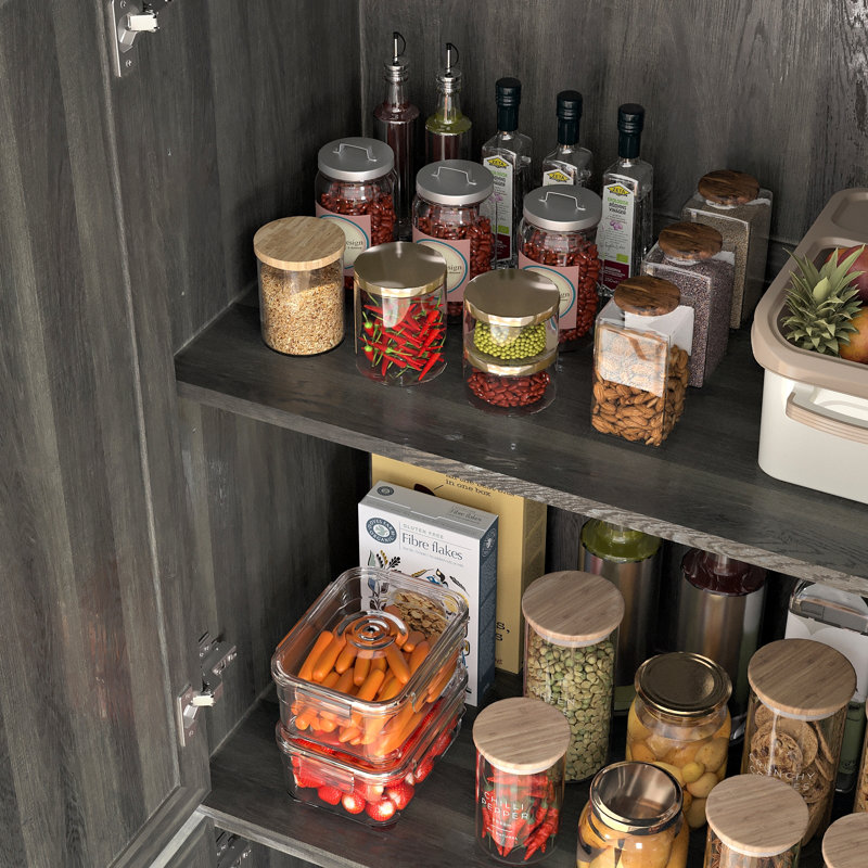 Armoire de cuisine de 71 po de hauteur, armoire de rangement haute avec 4 portes et tablettes réglables pour la cuisine, la salle à manger, le salon et la salle de bain