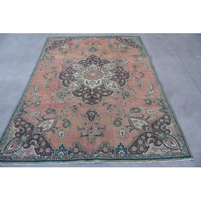 Tapis traditionnel en laine rose surdimensionné 92,5 x 129,9 pouces