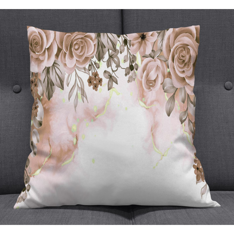 Throw Pillow With Insert, White/Pink Floral 3, 20"H x 20"W