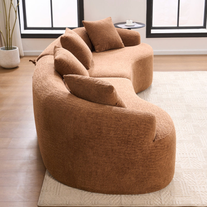 Canapé modulaire courbé 2 pièces 2 pièces, canapé rembourré 4 places en tissu Boucle avec 4 coussins décoratifs, canapé surdimensionné moderne pour salon