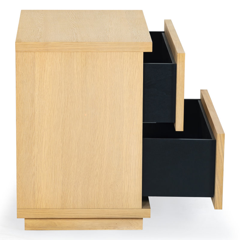 Deziree Wood 2 Drawer Nightstand, Natural