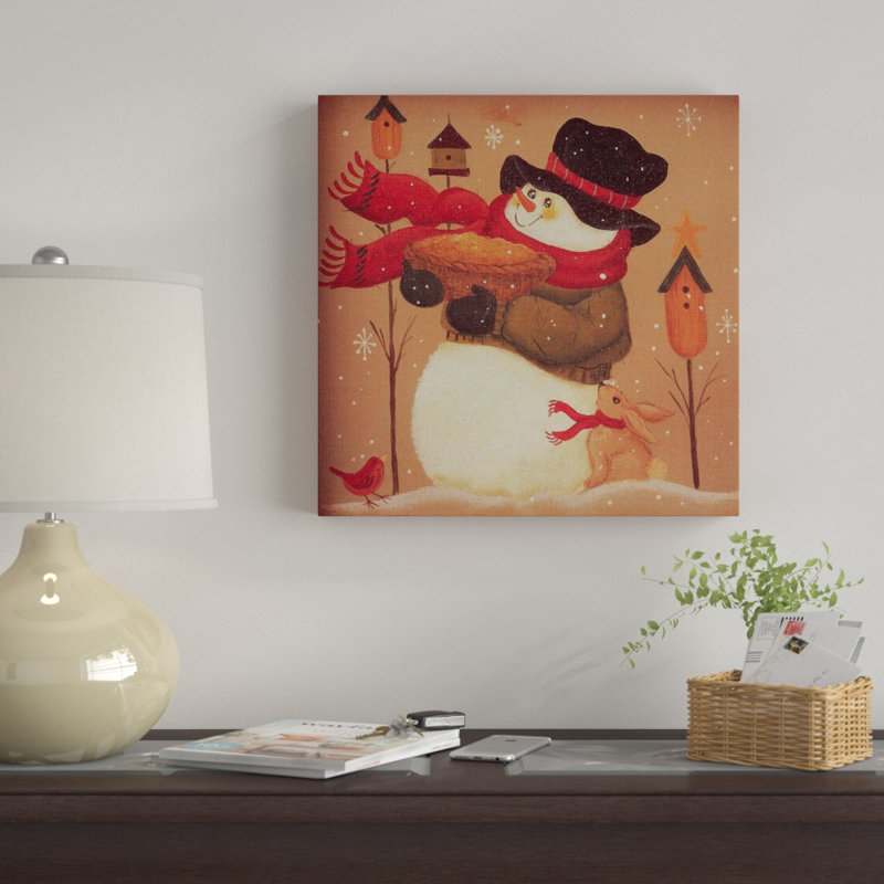 « bonhomme de neige », art sur toile, H 35 po x l 35 po x P 2 po