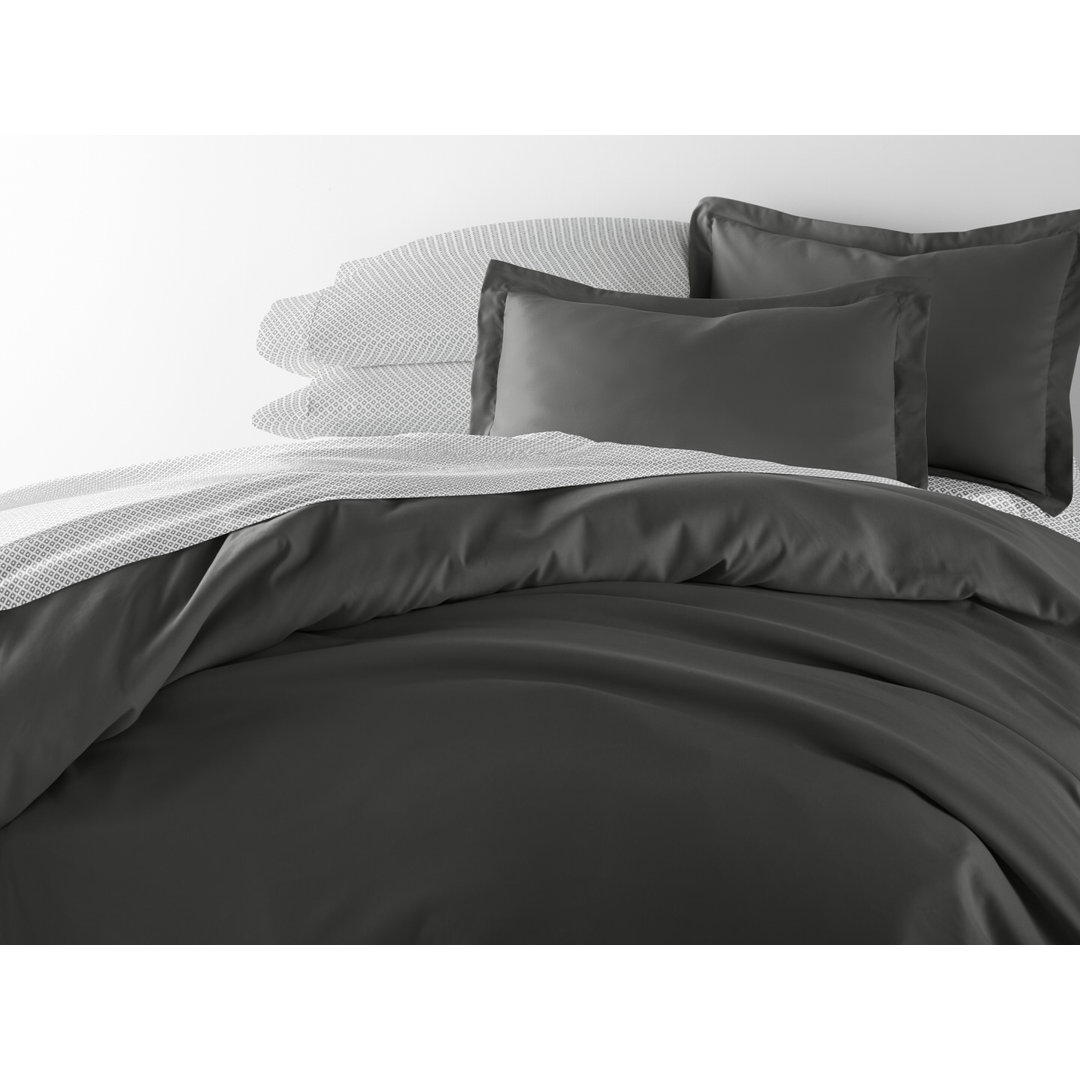 8-Piece Bedding Bundle - Solid Duvet Cover, Comforter Insert, and Patterned Sheet Set IEnjoy Home 