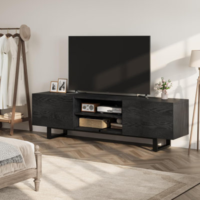 70" TV Stand with Hidden Sliding Drawer, Modern Wooden Entertainment Center for Up to 80" TV, Leg Large TV Console for Living Room or Bedroom