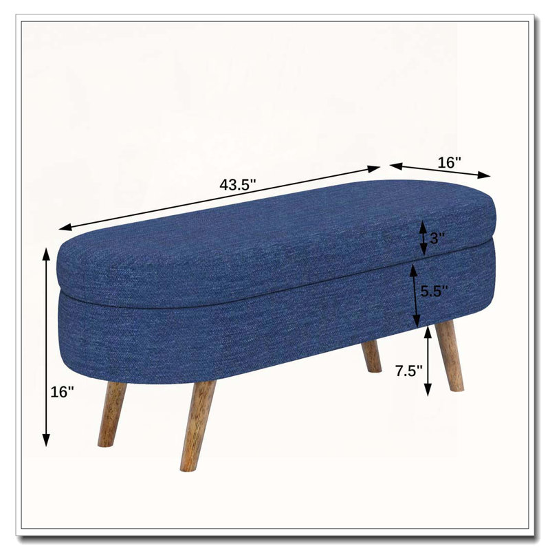 Banc de rangement repose-pieds ovale, Bleu