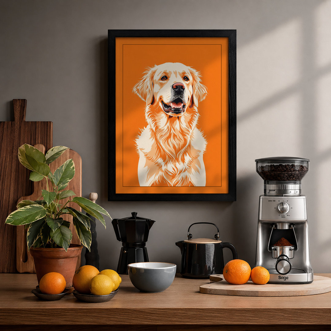Golden Retriever Portrait Modern - Framed Print