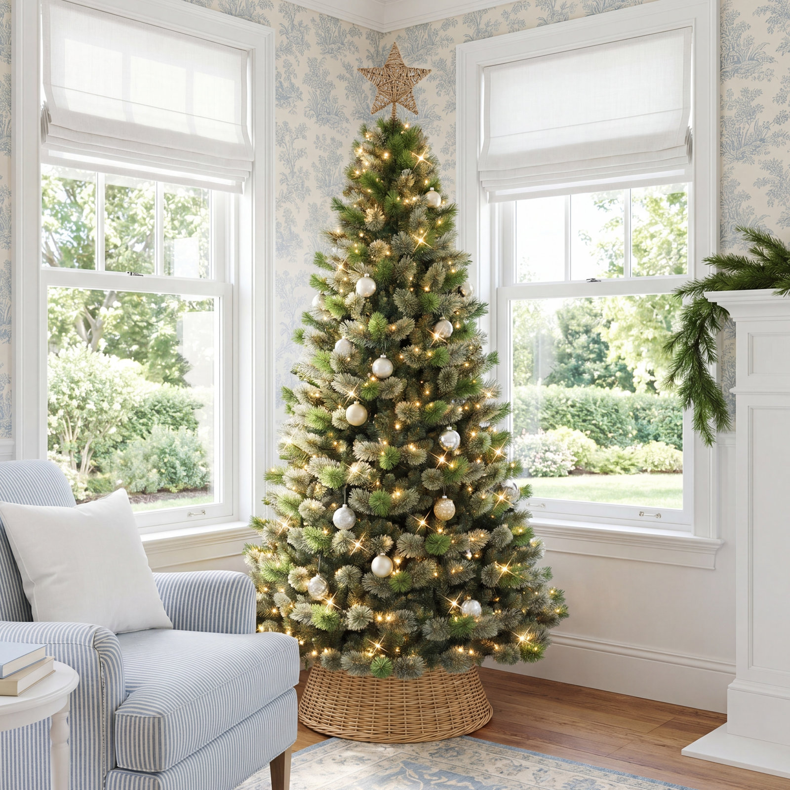9' Pre-Lit Pine Christmas Tree