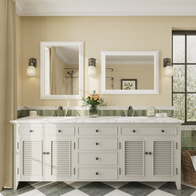 Amara Tempered Glass and Aluminum Alloy Framed French Cleat Mounted Wall Mirror
