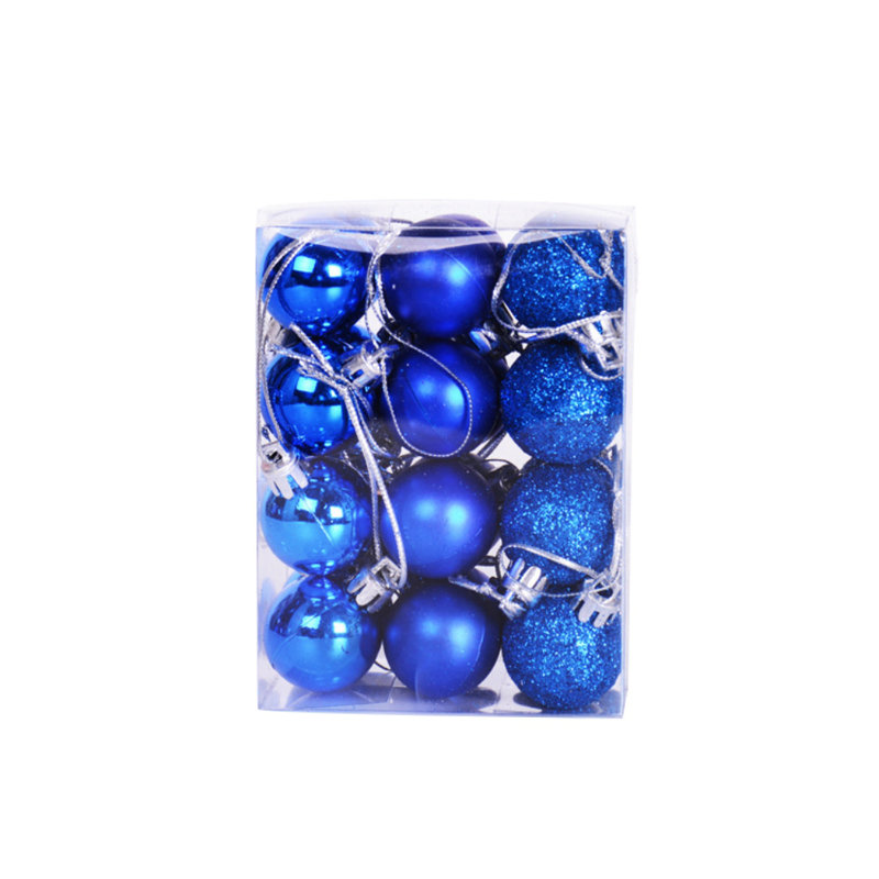 Ornement 24 boules en plastique, Bleu