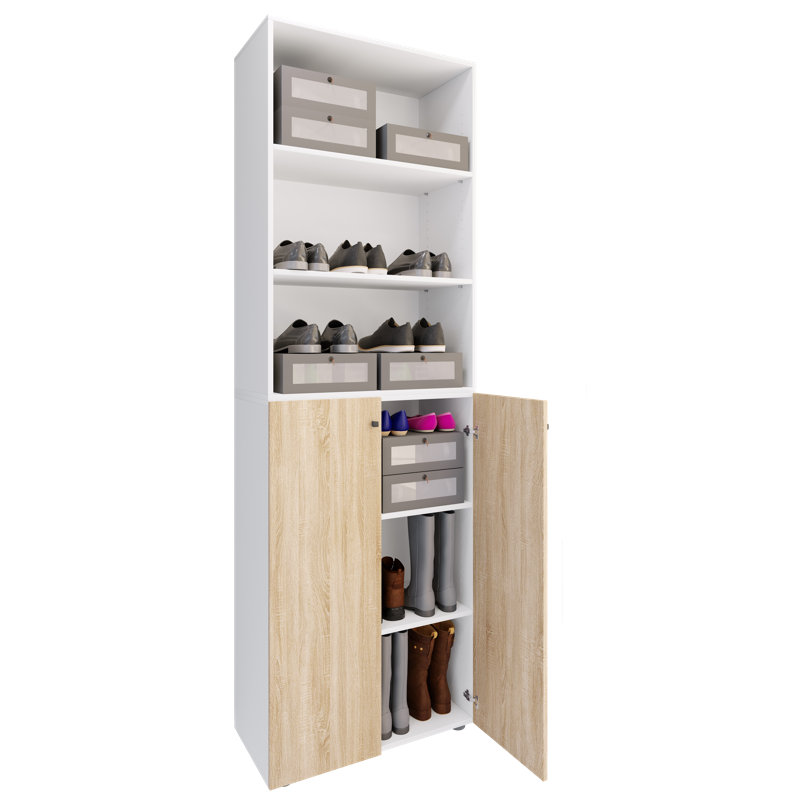 18 Pair Shoe Storage Cabinet, Oak