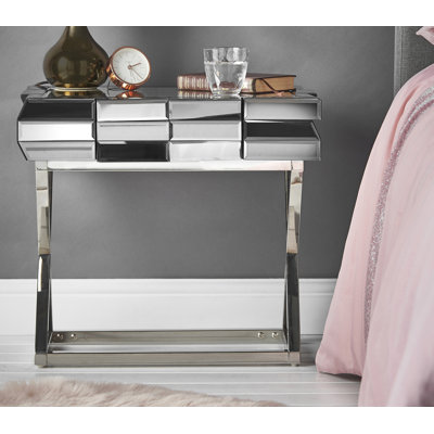 Guion Mirrored Side Table with Storage
