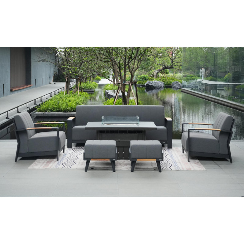 7 - Person Patio Conversation Set with Cushions, Gray