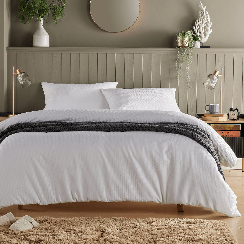 Polyester No Pattern Duvet Cover Set with Pillowcases, White, Kingsize Duvet Cover Set + 2 Pillowcases