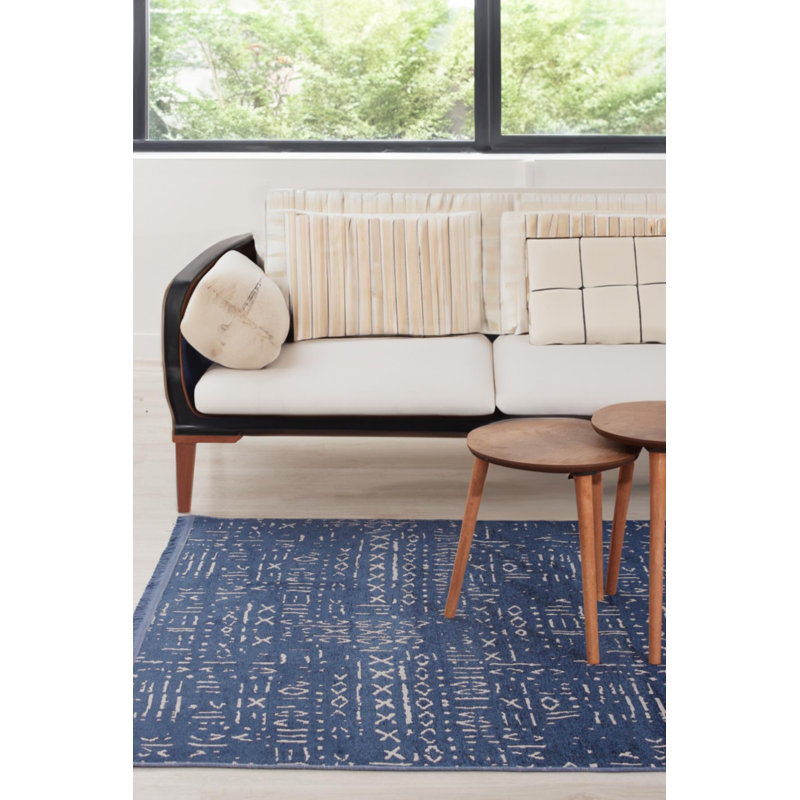 Tapis intérieur / extérieur en coton / polyester tissé à la machine Crystallee, Rectangle 3 pi 11 po x 6 pi 7 po