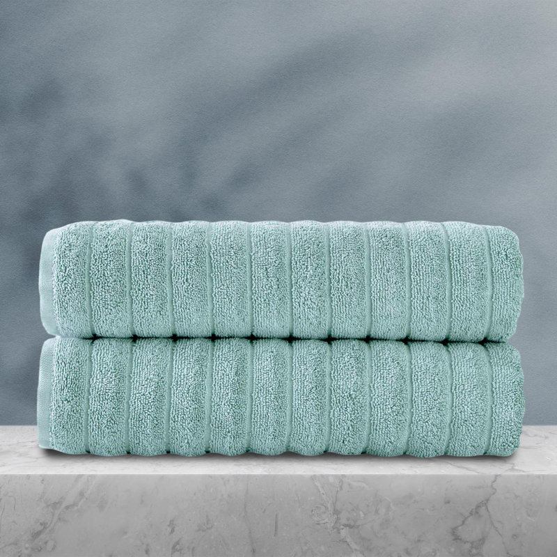 Hamrick 100% Cotton Plush Ribbed Bath Towel, Teal