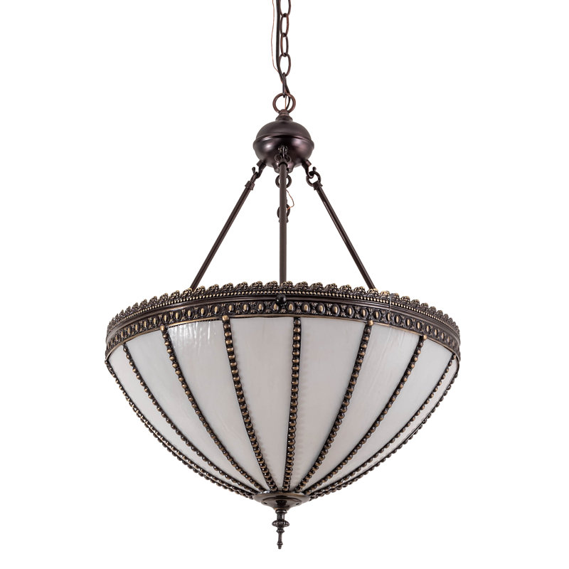 Meyda Tiffany & Stained Glass 3 - Light Craftsman Brown Unique/Statement Pendant