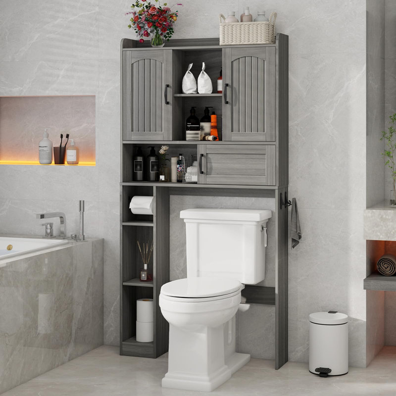 Farmhouse Over The Toilet Storage Cabinet, Light Gray