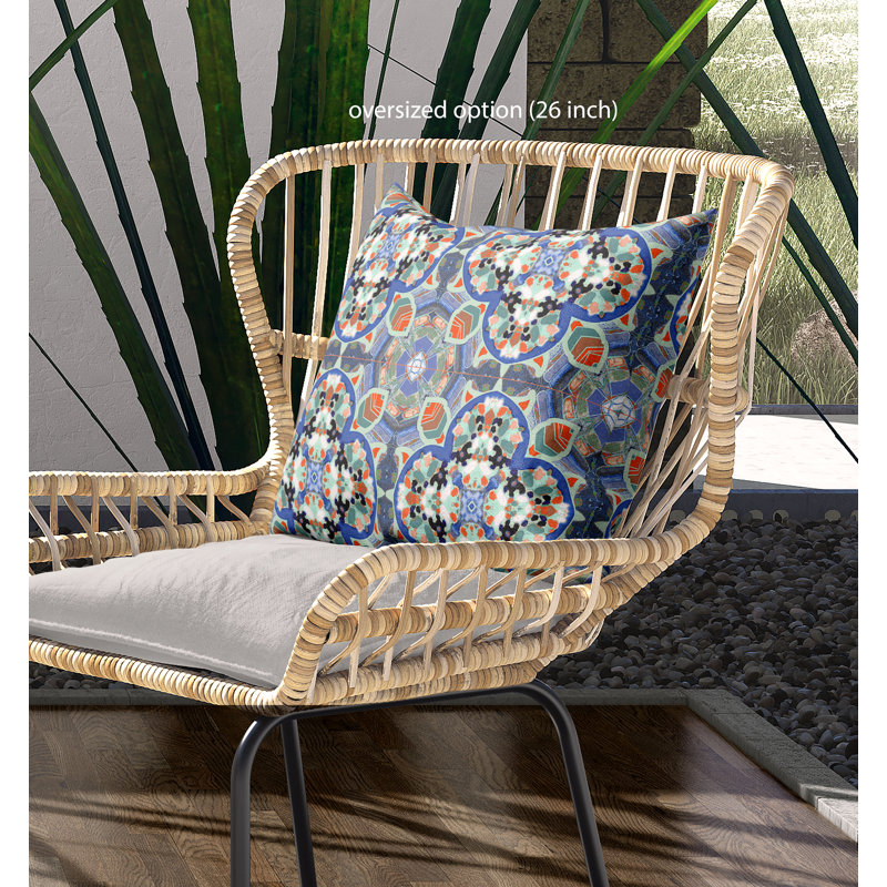 Housse de coussin carré et insert, 18" x 18", Bleu/orange