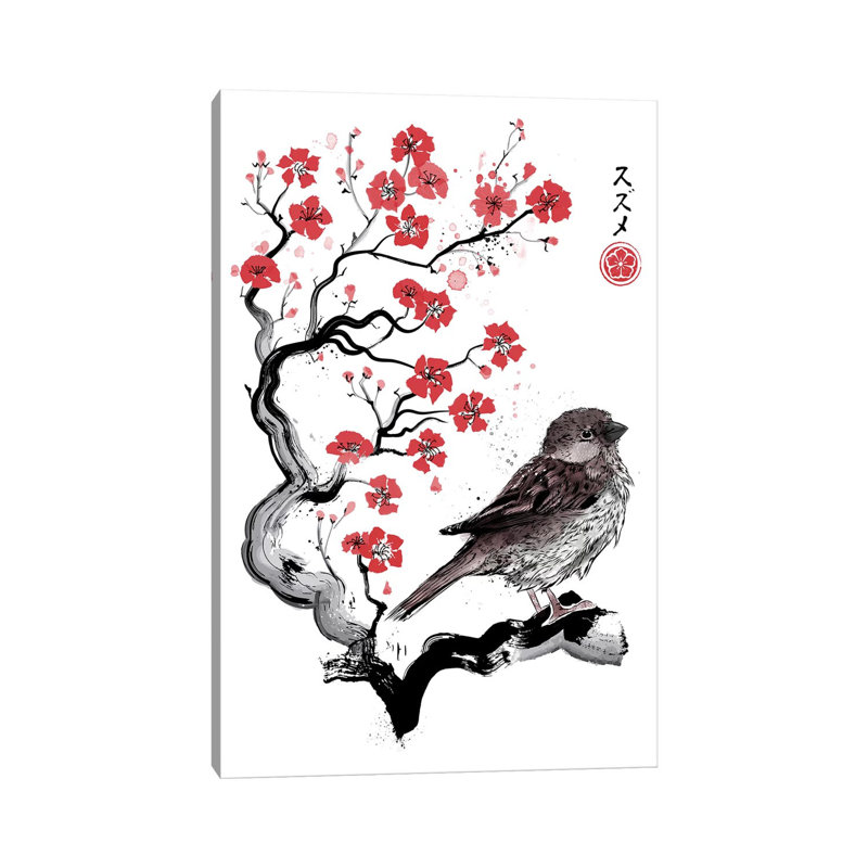 «Little Sparrow Sumi-E» par Antonio Camarena, impression sur toile tendue, H 26 po x l 18 po x P 1,5 po
