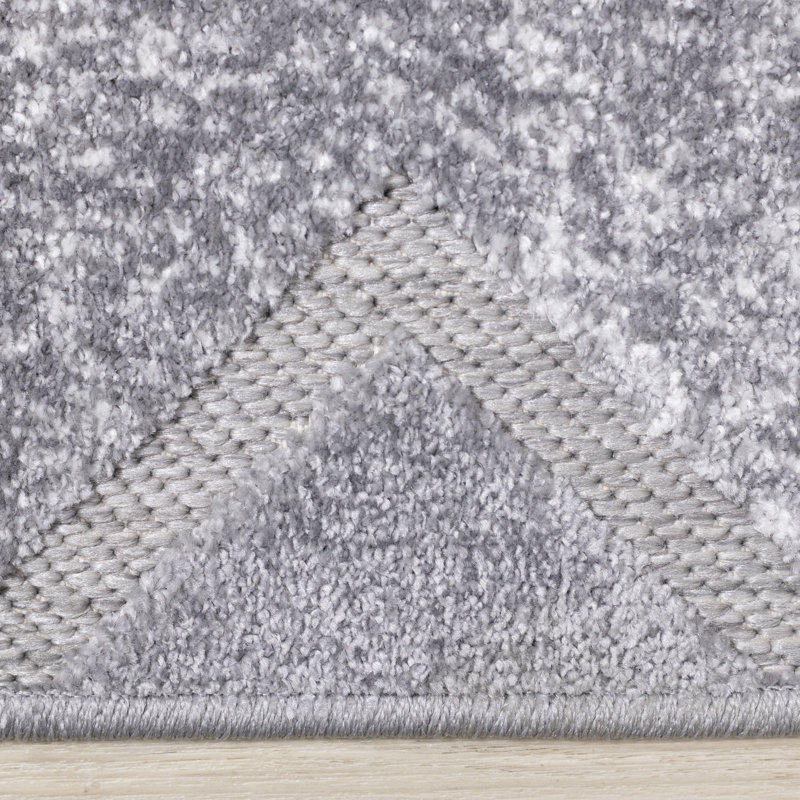 Kayliana Geometric Grey White Area Rug, Rectangle 5'3" x 7'7"