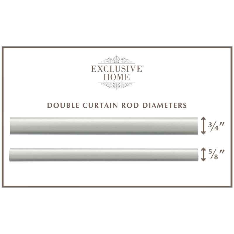 Ensemble de tringle à rideaux double et faiteau Boney Exclusive Home Napoleon, Argenté mat, H 2,4 po x l 120 po x P 2,4 po