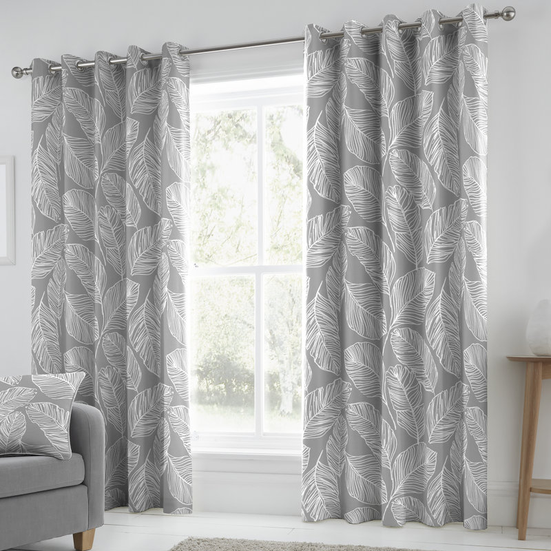 Matteo Cotton Sheer Curtain Pair, Grey, Width 117 x Drop 183 cm