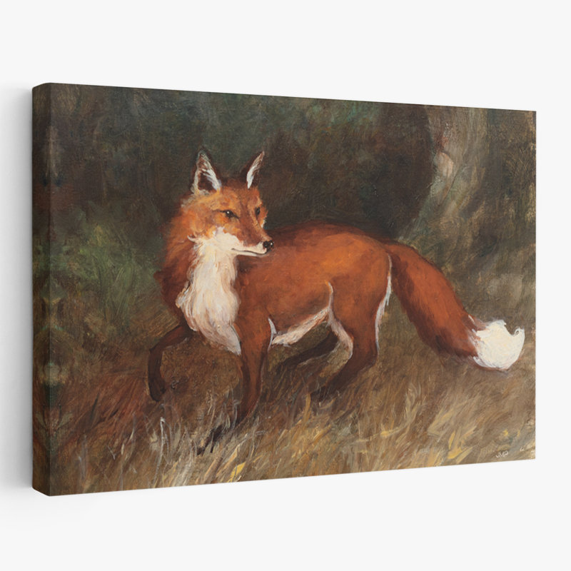 Animaux et renard brun, H 16 po x l 24 po