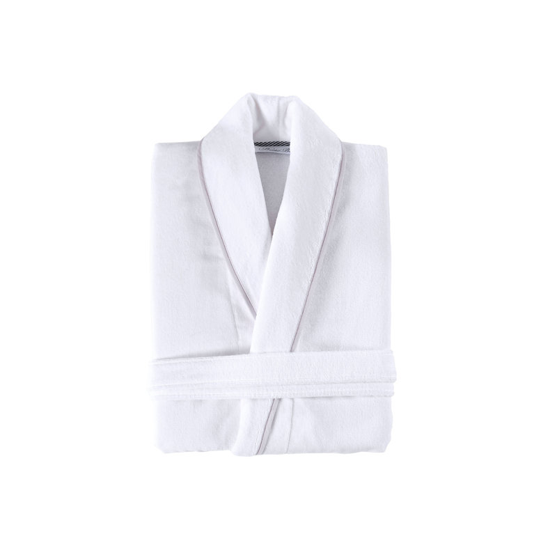 Peignoir 100% coton cheville avec poches, Blanc
