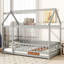 Lit simple en bois avec structure de toit, garde-corps de sécurité, gris-1578653111-1578653110