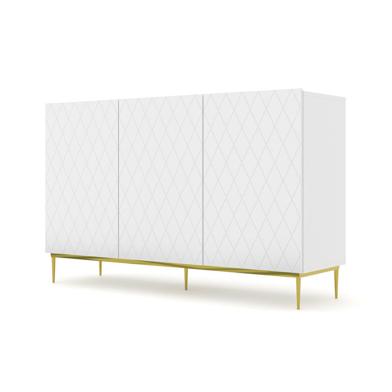 Alceu 144.5cm Sideboard, White Matt/Gold Legs