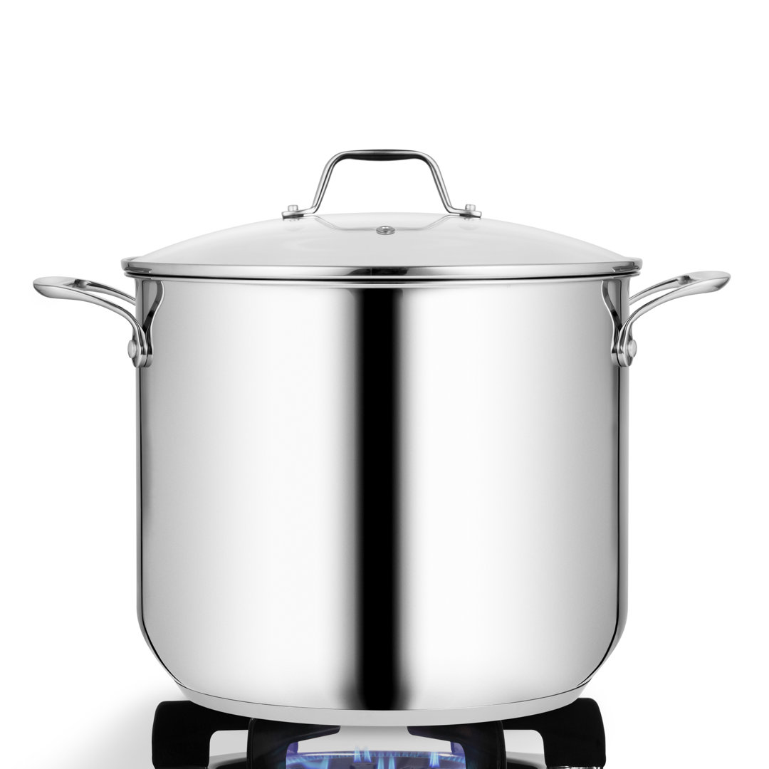 NutriChef Non-Stick Stainless Steel Stock Pot with Lid NutriChef 