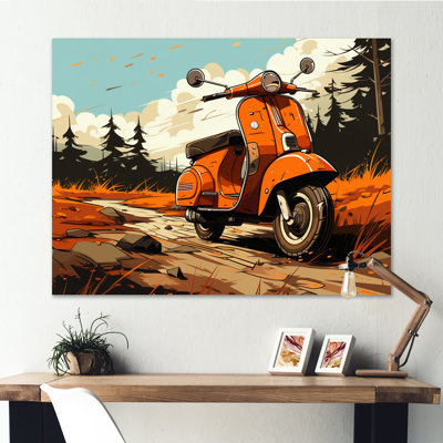 Coral Scooter In Country Retro, reproduction d'art sur toile