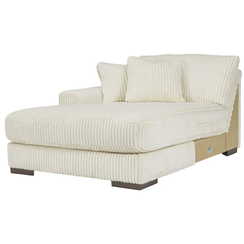 Upholstered L-Shaped Sectional, Left Hand Facing, Ivory Corduroy