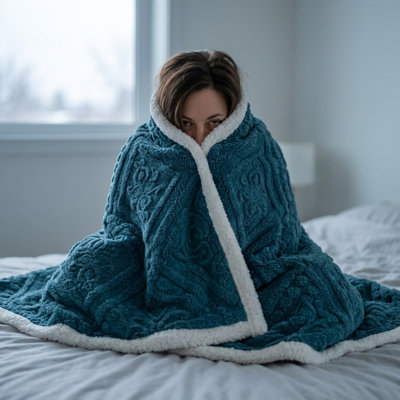 Warm Lightweight Throw Blanket, Soft Breathable Bed Cover, Cozy All Season Blanket, Machine Washable Design for Home, Travel & Gift Use,Blue,30×40 inch