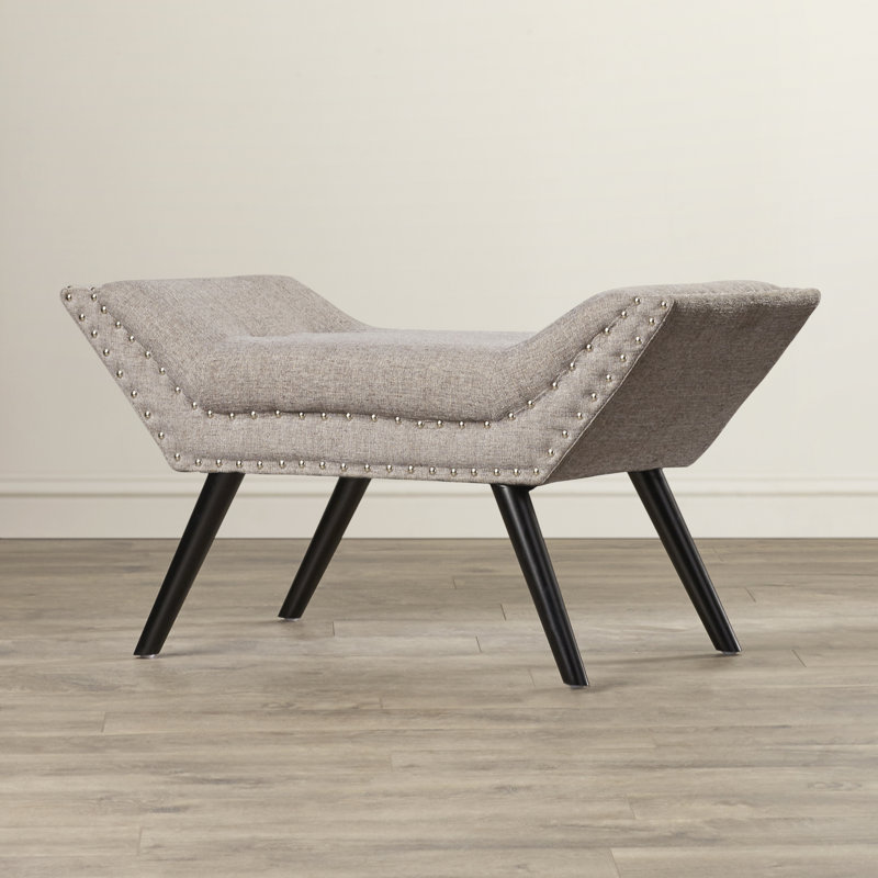 Babbi Upholstered Ottoman, Granite Polyester Blend