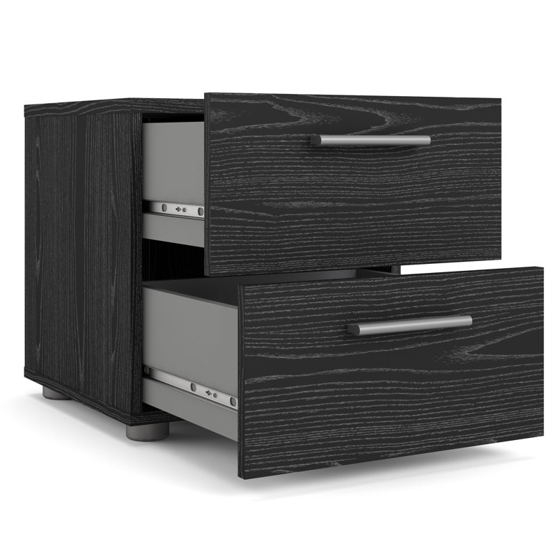 40 cm W Bedside Table, Black Woodgrain