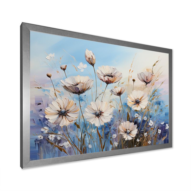 Divine bleuet en fleurs II - impression, Cadre simple argenté, H 12 po x l 20 po x P 1,5 po