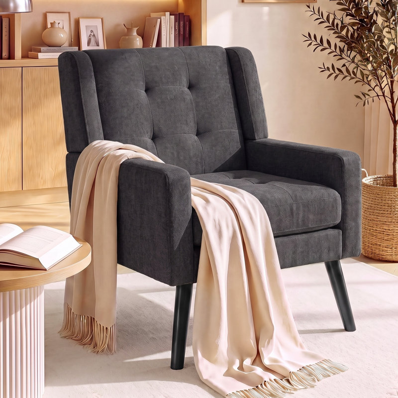 Fauteuil d'appoint Bolanle, Lin gris anthracite