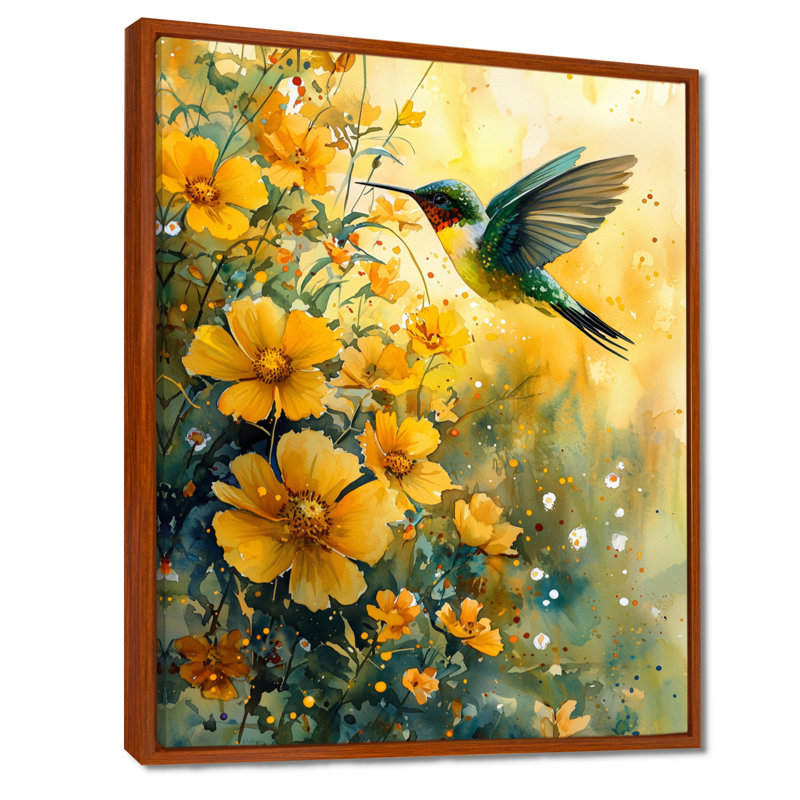 Art mural sur toile Morrison Hummingbird In The Sunshine II, H 20 po x l 12 po, Reproduction avec cadre flottant, Brown