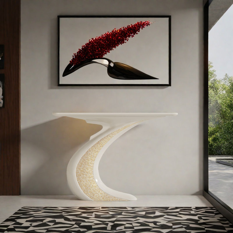 Console de style moderne et minimaliste, Crème, H 33,46 po x l 47,24 po x P 11,81 po
