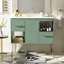 Ensemble de meuble-lavabo 36 po avec lavabo en résine, meuble-lavabo simple autoportant moderne avec 2 tiroirs et 2 compartiments de rangement, meuble de rangement pour salle de bain, ensemble de meuble-lavabo avec cadre en bois massif
