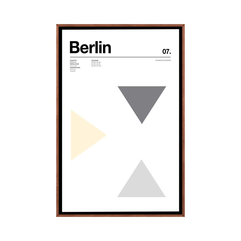 Berlin 1 Piece Wall Art on Canvas, 66.04 cm H x 45.72 cm W, Classic Brown Wood Framed