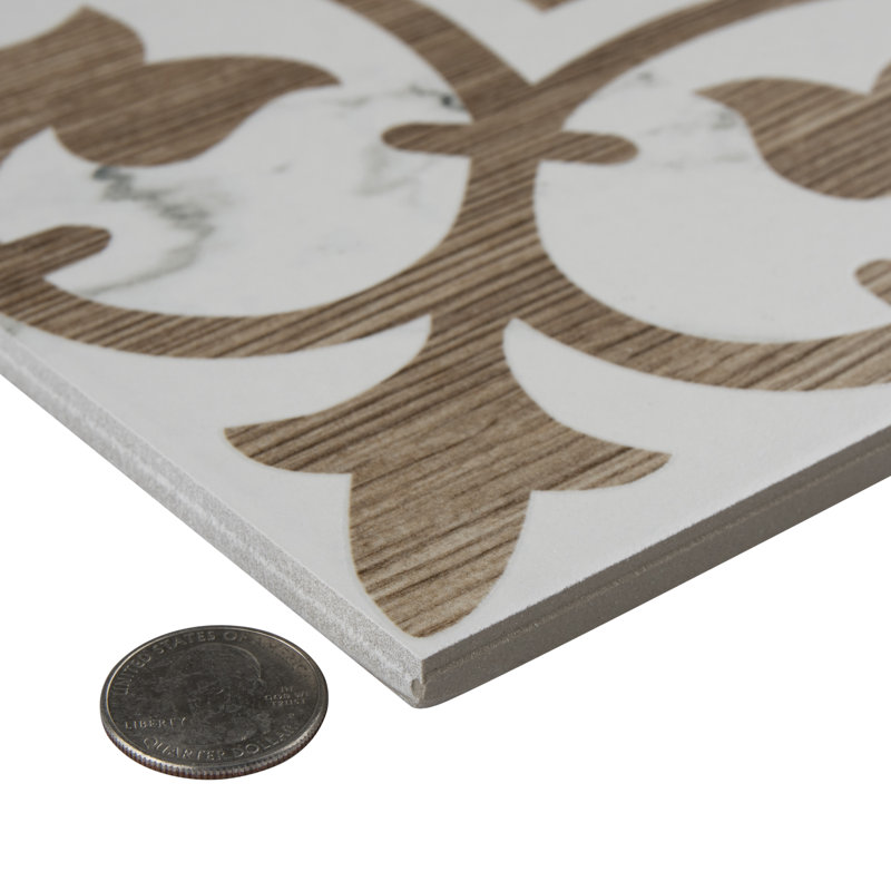 Llama Arte Loire 10" x 10" Porcelain Patterned Wall & Floor Tile, Noce