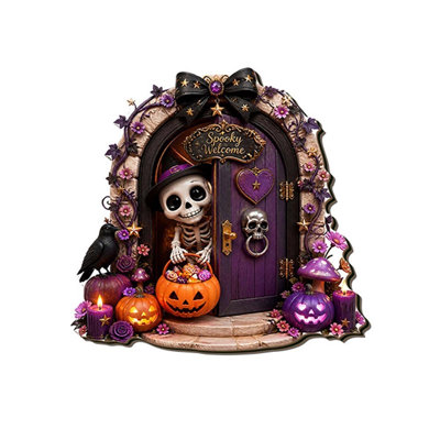 Halloween Decor Halloween Skeleton Double Wooden Door Festive Outdoor Landscaping Decoration Hanging