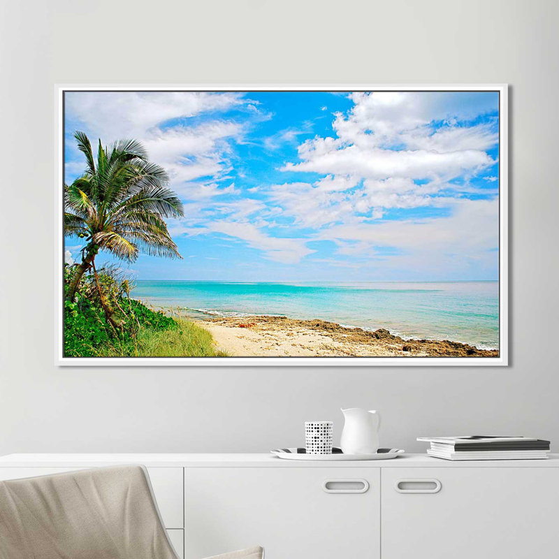 «Paradise», reproduction de photo, H 21,5 po x l 33,5 po x P 2 po, Cadre flottant blanc