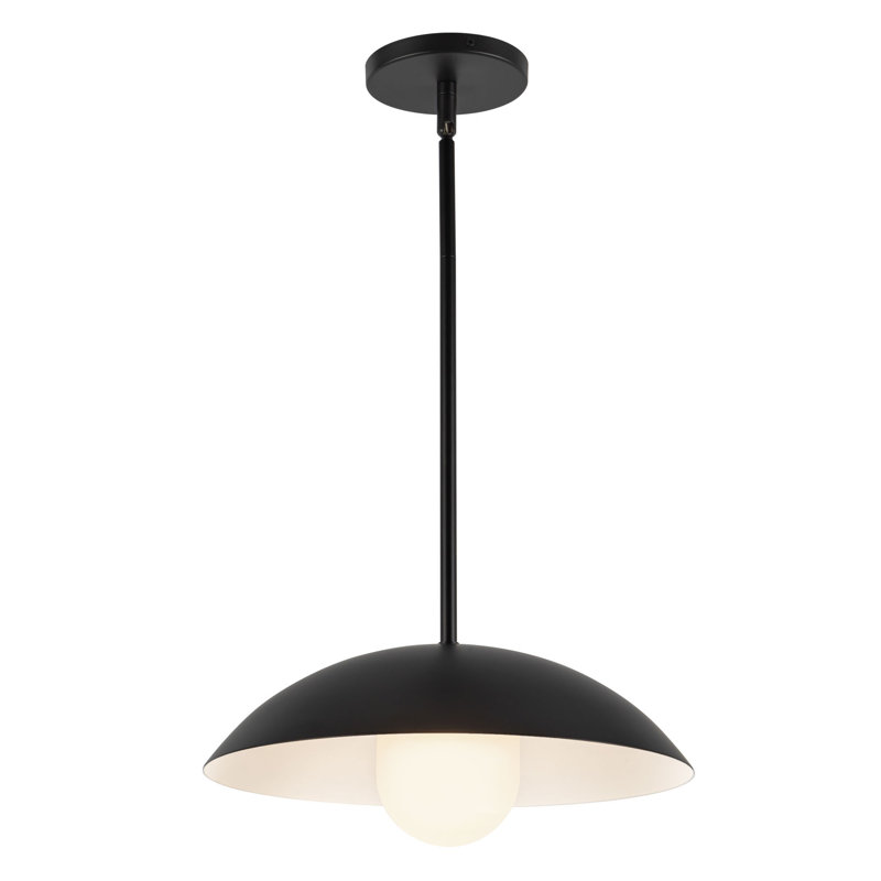 Umbra 14-in Black Pendant, Matte Black/White