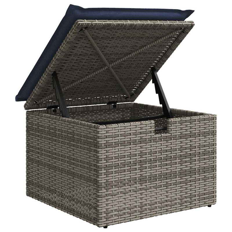  Ensemble de canapé de patio 8 pièces avec coussins en rotin de polyester, Gris, Bleu