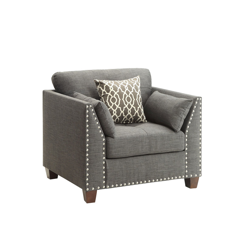 Laurissa Light Charcoal Linen Chair W/3 Pillows